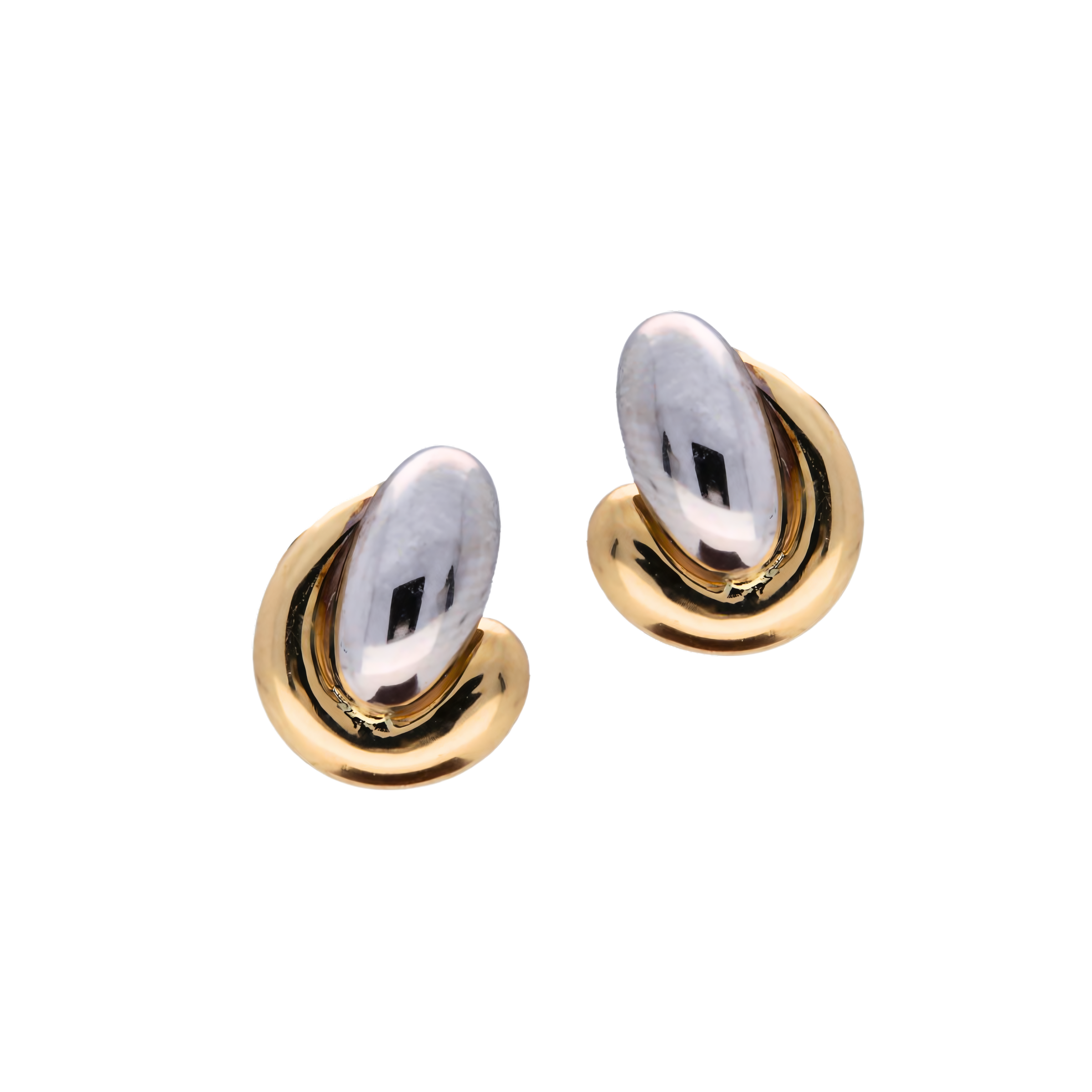 Chunky Dual Tone Teardrop Earrings