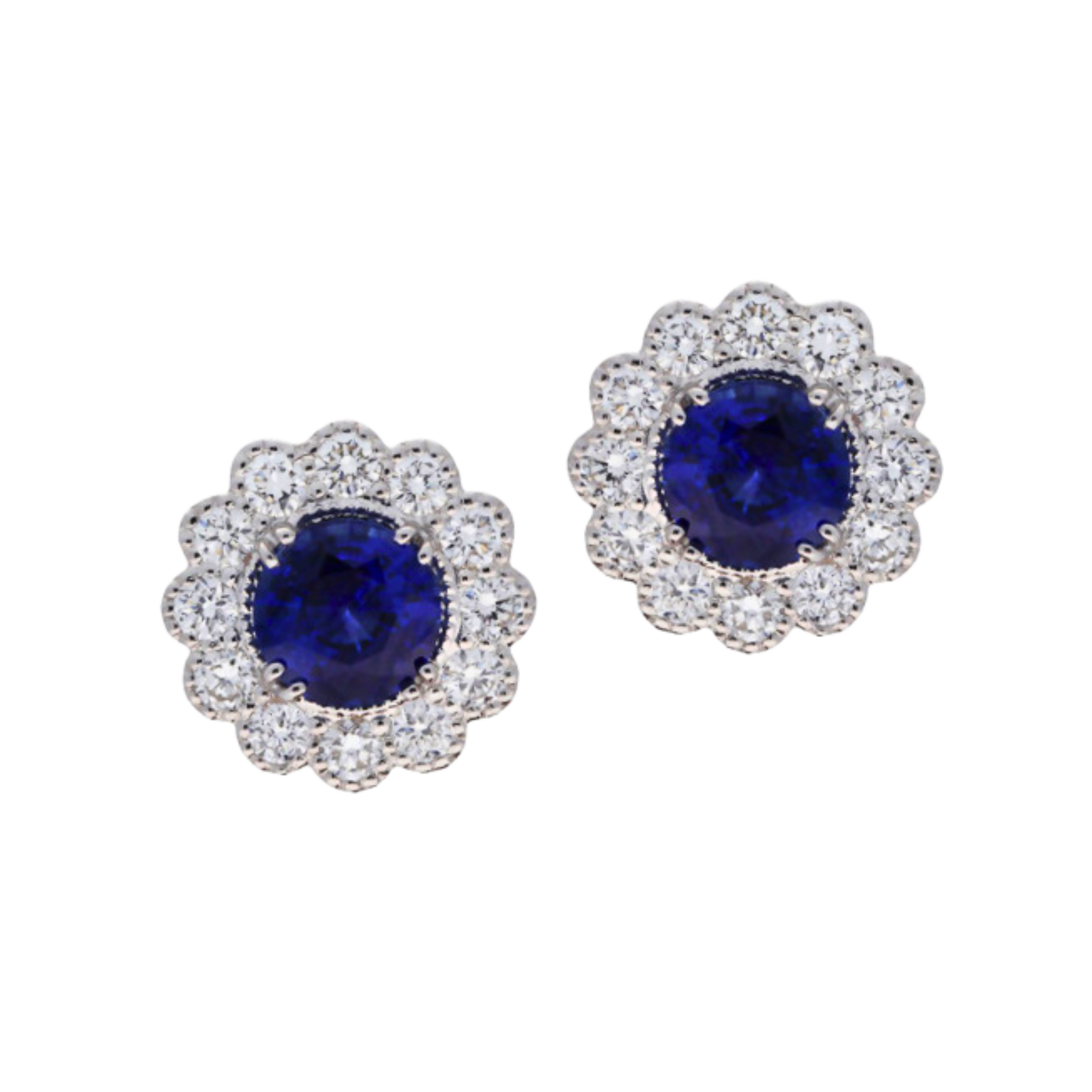 Blue Sapphire Flower Earrings