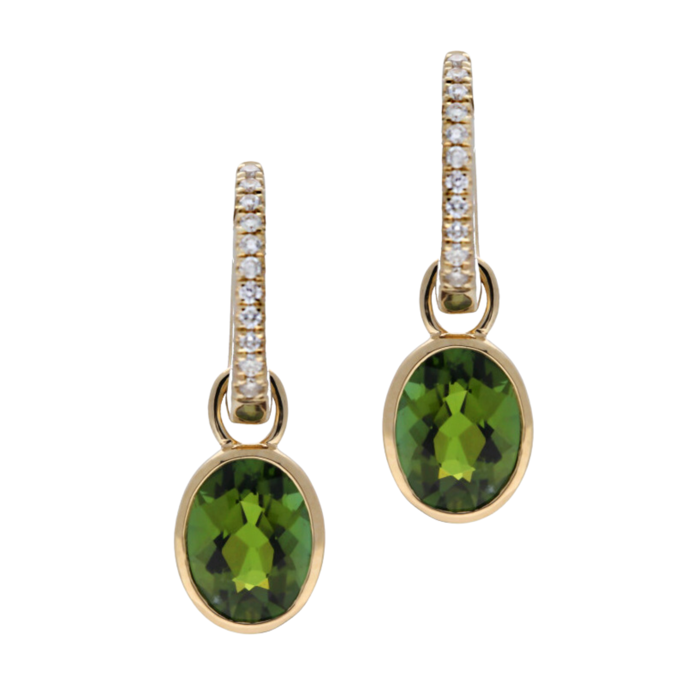 Green Tourmaline & Diamond Earrings