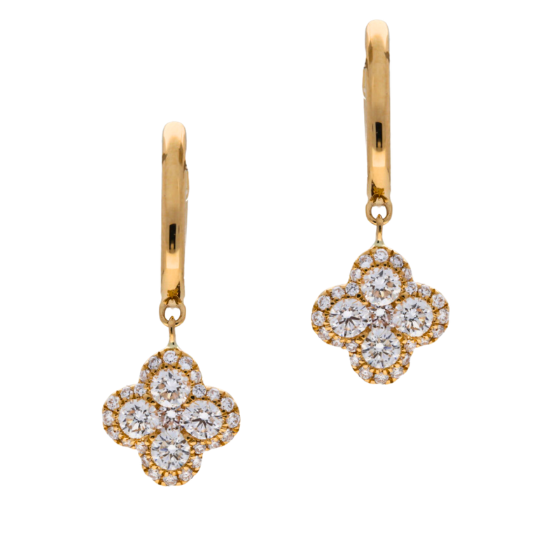 Quarter Floral Diamond Drop Earrings