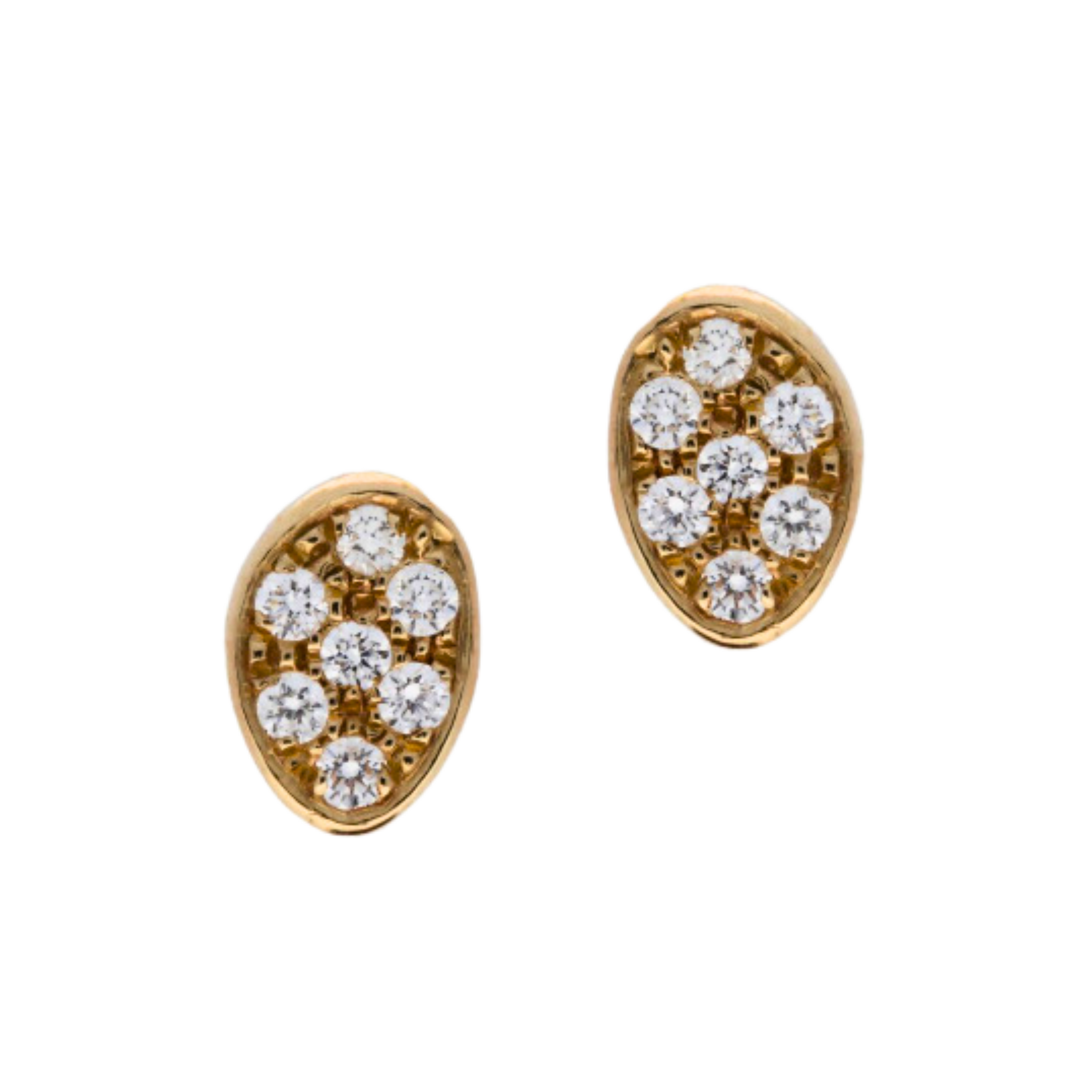 Petit Pavé Oval Diamond Cluster Stud Earrings