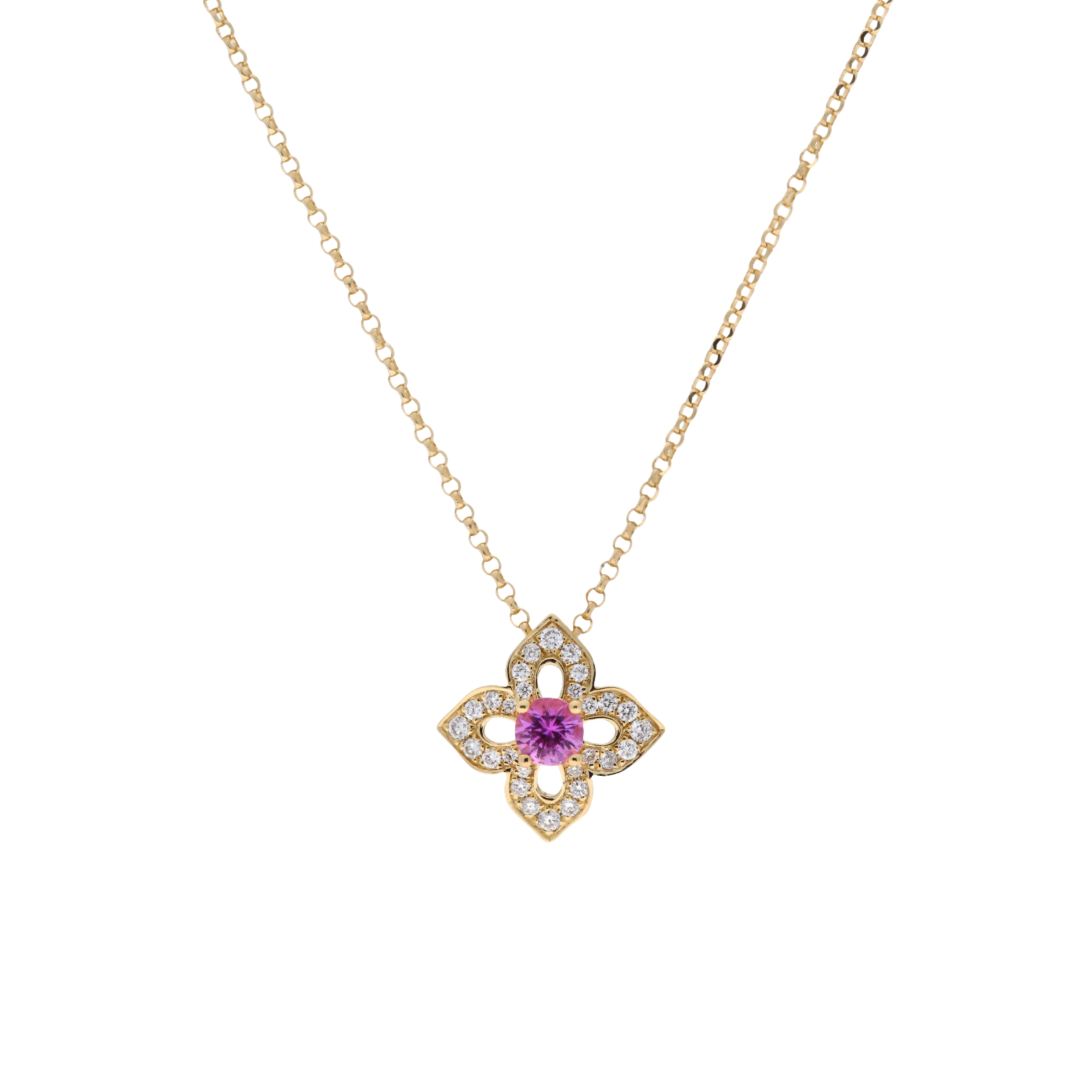 Pink Sapphire Clover Pendant