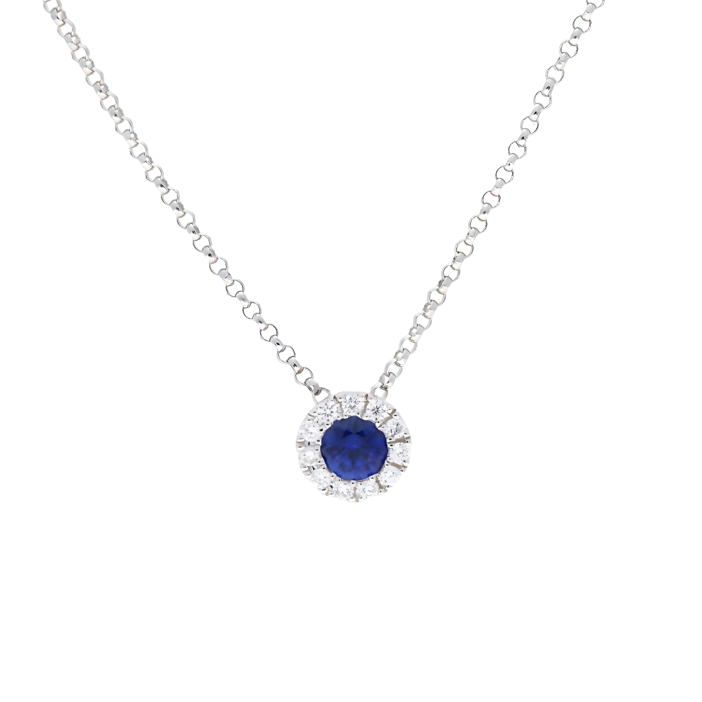 Blue Sapphire Halo Pendant