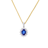 Blue Sapphire & Diamond Halo Pendant