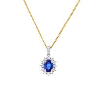 Blue Sapphire & Diamond Halo Pendant