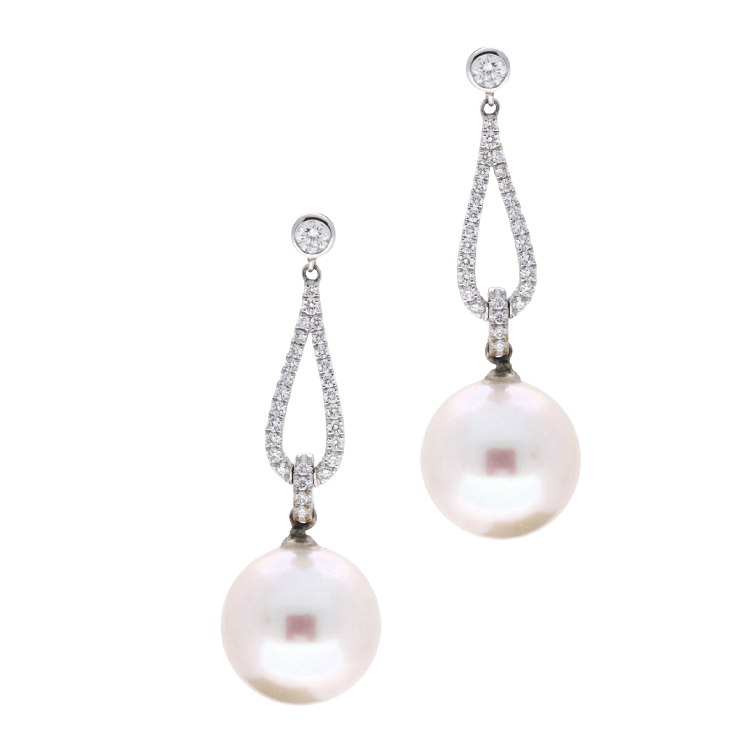 Diamond Pearl Drop Earrings