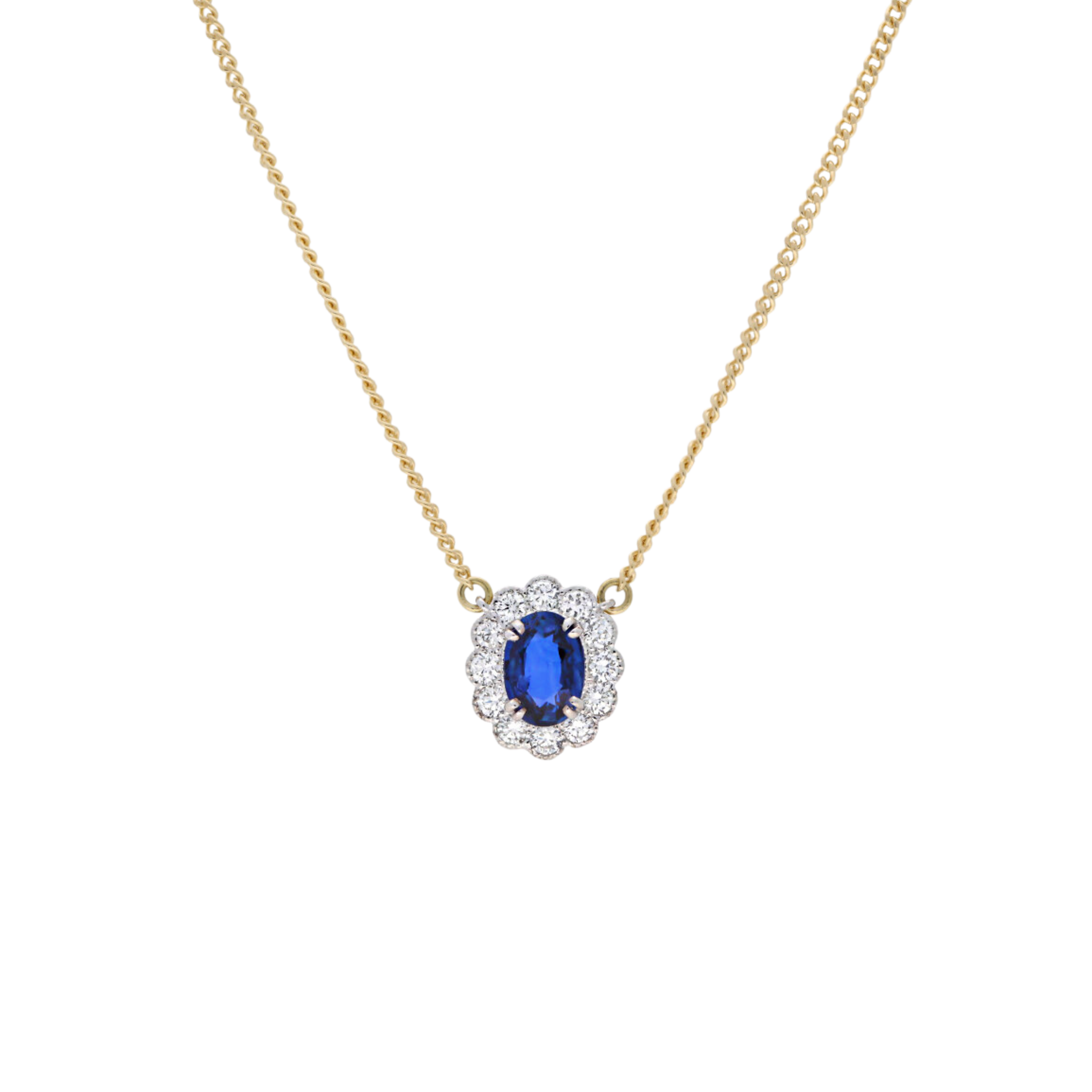 Blue Sapphire & Diamond Halo