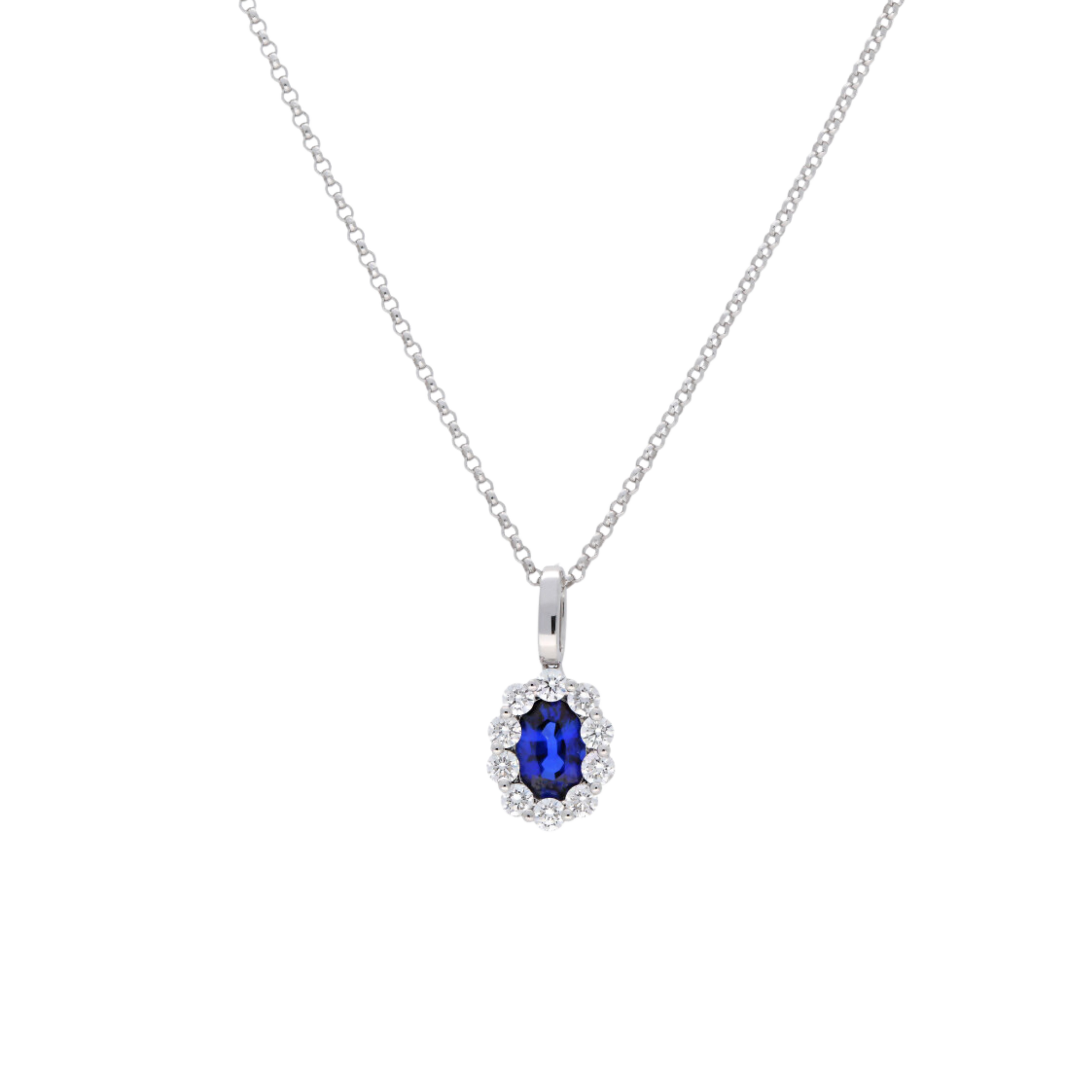 Blue Sapphire & Diamond Halo