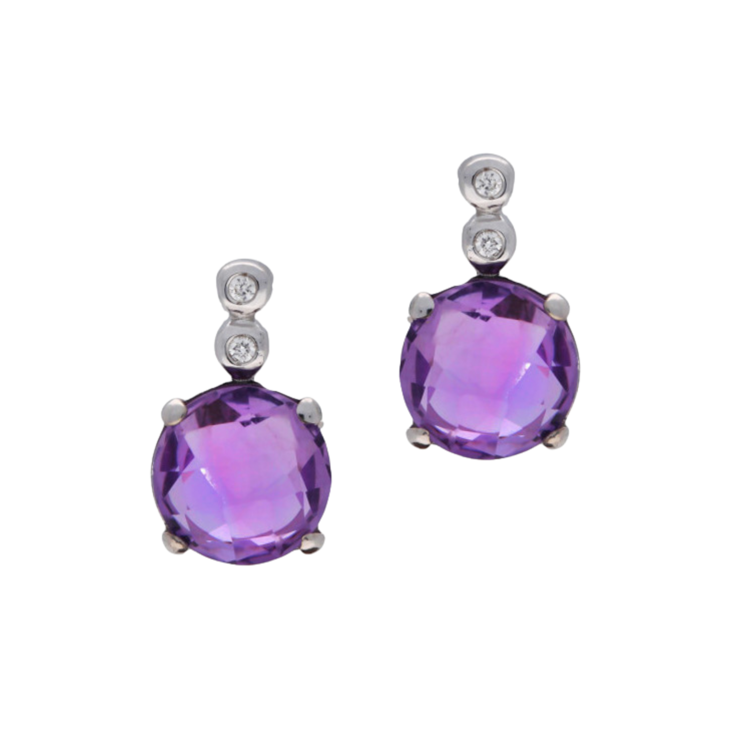 18ct White Gold Amethyst Earrings