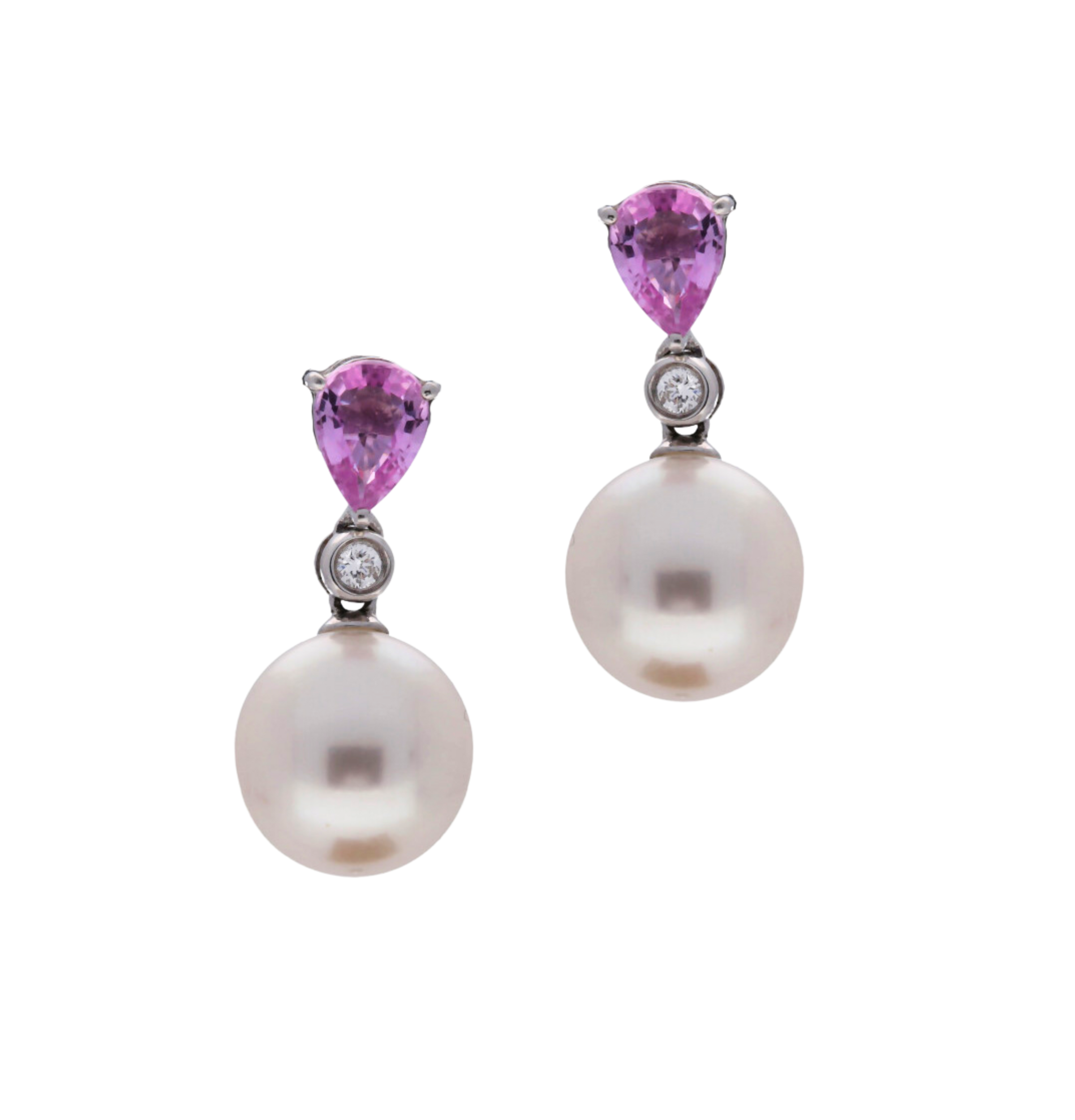 Pink Sapphire & Pearl Earrings