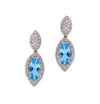 Blue Topaz & Diamond Drop Earrings