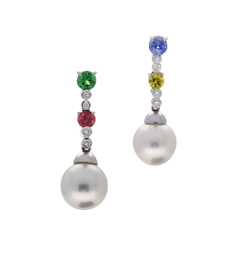 The Couture Collection: Pearl & Rainbow Sapphire Earrings