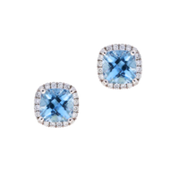 Aquamarine and Diamond Studs