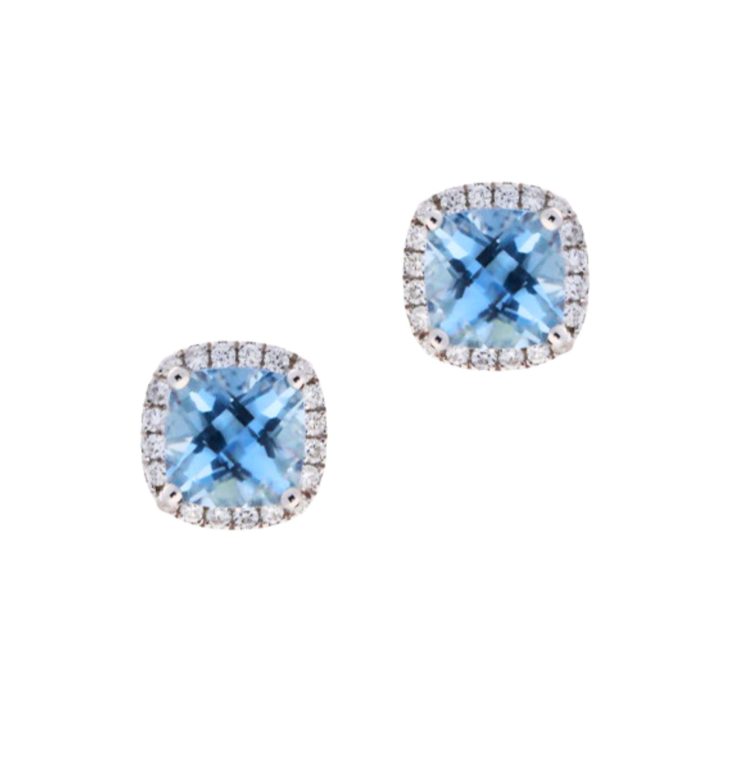 Aquamarine and Diamond Studs