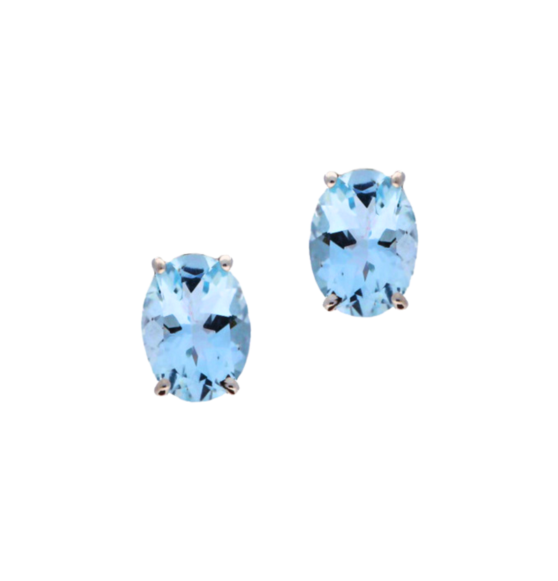 Oval Aquamarine Studs