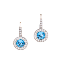 Blue Topaz & Diamond Drop Earrings