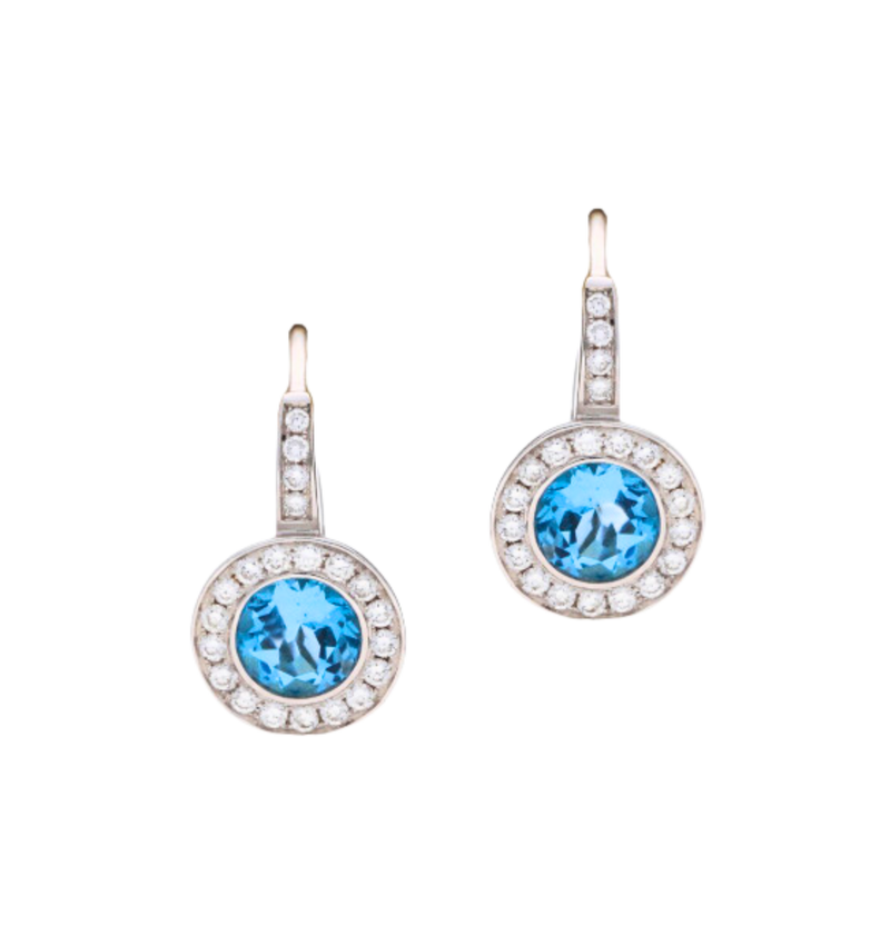 Blue Topaz & Diamond Drop Earrings