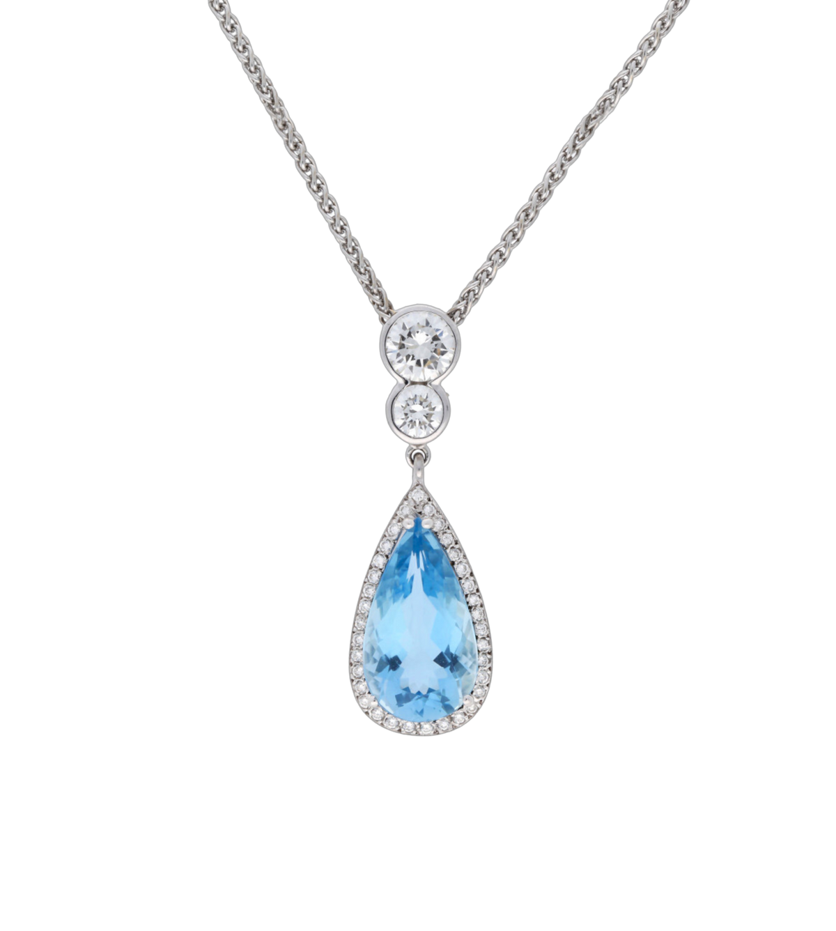 Pear-Shape Aquamarine & Diamond Pendant - Appleby Jewellers Dublin