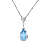 Pear-Shape Aquamarine & Diamond Pendant