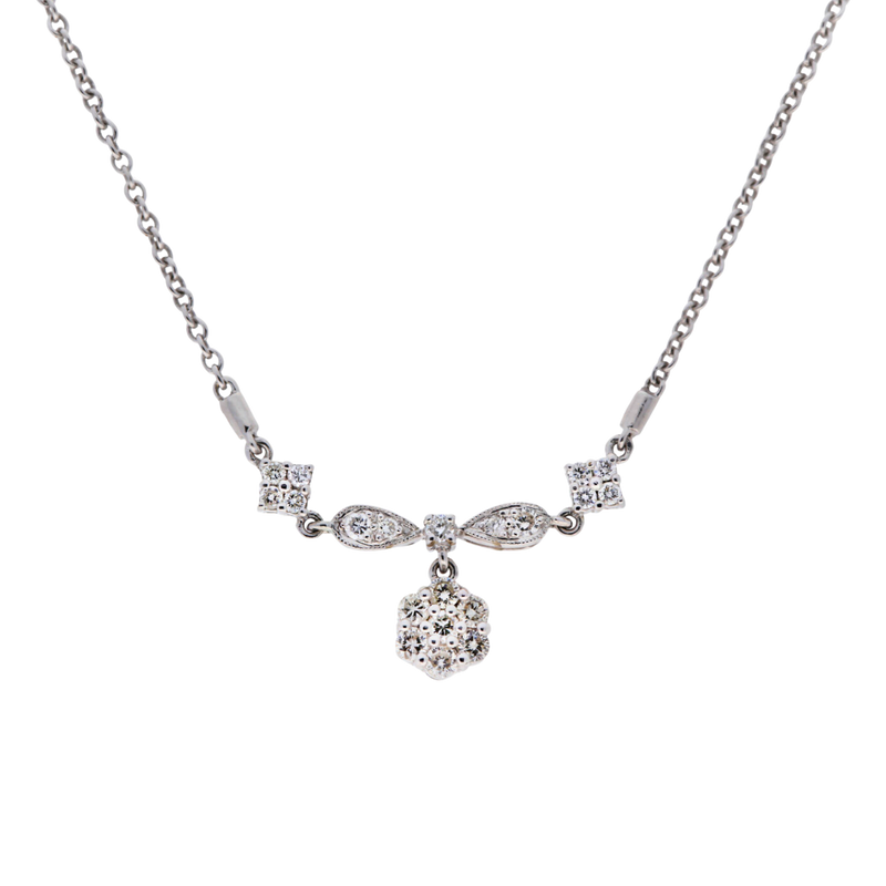 Antique Style White Gold Necklace