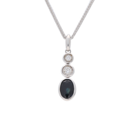 Black Sapphire & Diamond Drop Pendant