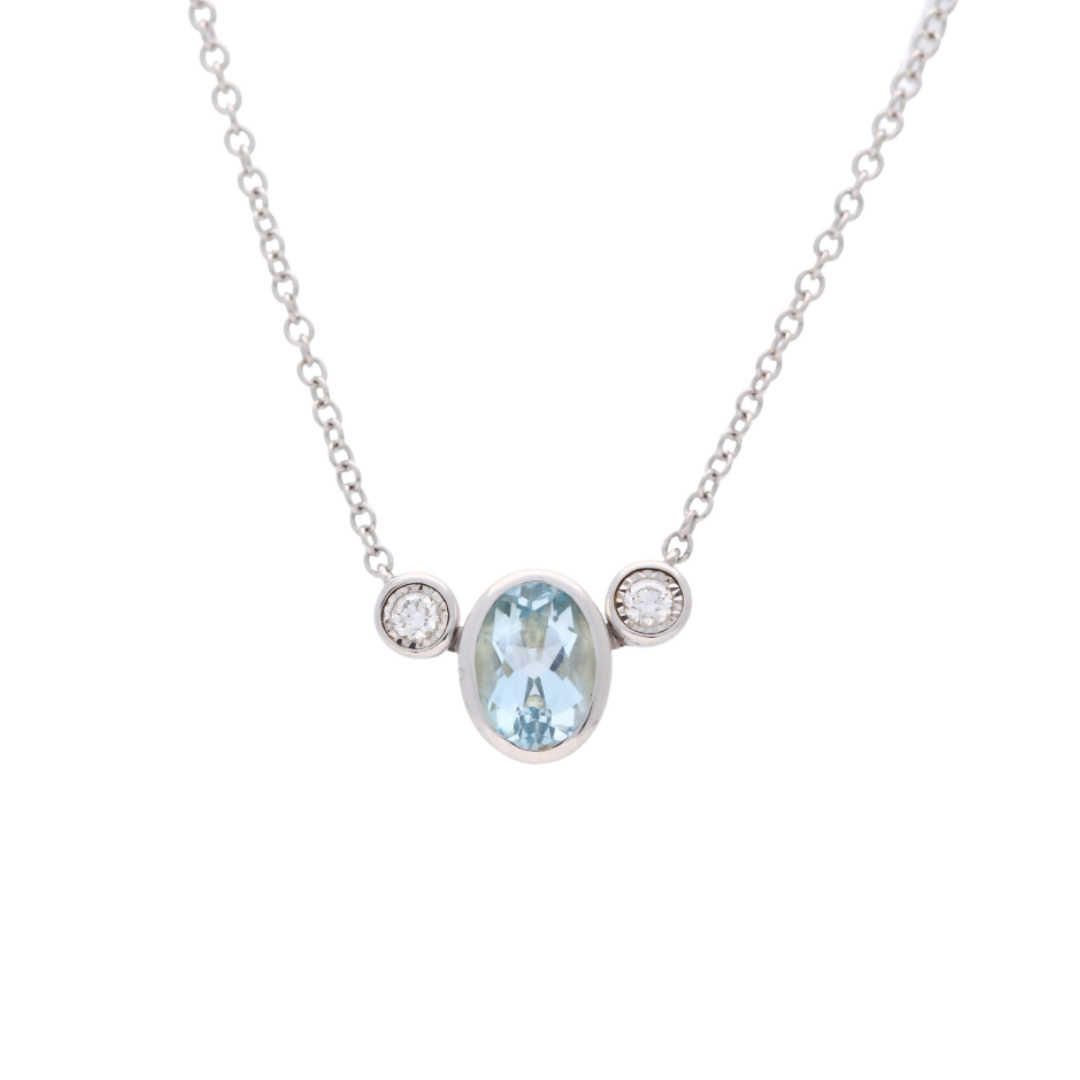 Trilogy Pendant - Diamond & Blue Topaz