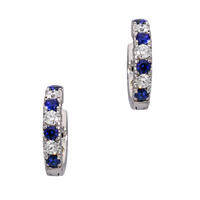 Blue sapphire and diamond earrings with hoop design from Appleby Jewellers Dublin, featuring elegant gemstone accents and silver hoops.