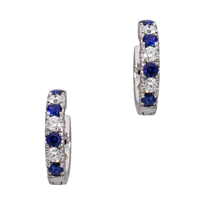 Blue Sapphire & Diamond Hoops - Appleby Jewellers Dublin
