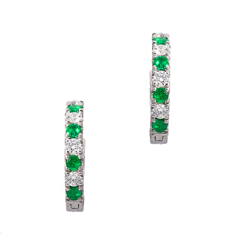 Emerald and Diamond Hoops - Appleby Jewellers Dublin