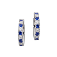 Blue Sapphire and Diamond Hoops