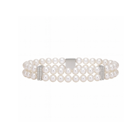 Double Row Diamond And Pearl Bracelet