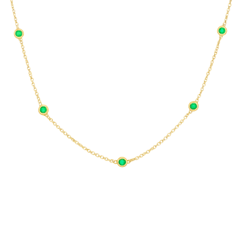 Emerald Bezel Disc Necklace in 14ct Gold - Appleby Jewellers Dublin