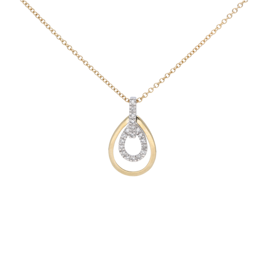 Gold and Diamond Droplet Pendant