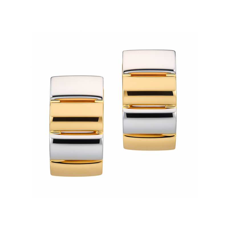 14ct Two-Tone Gold Curved Huggie Earrings - Appleby Jewellers Dublin