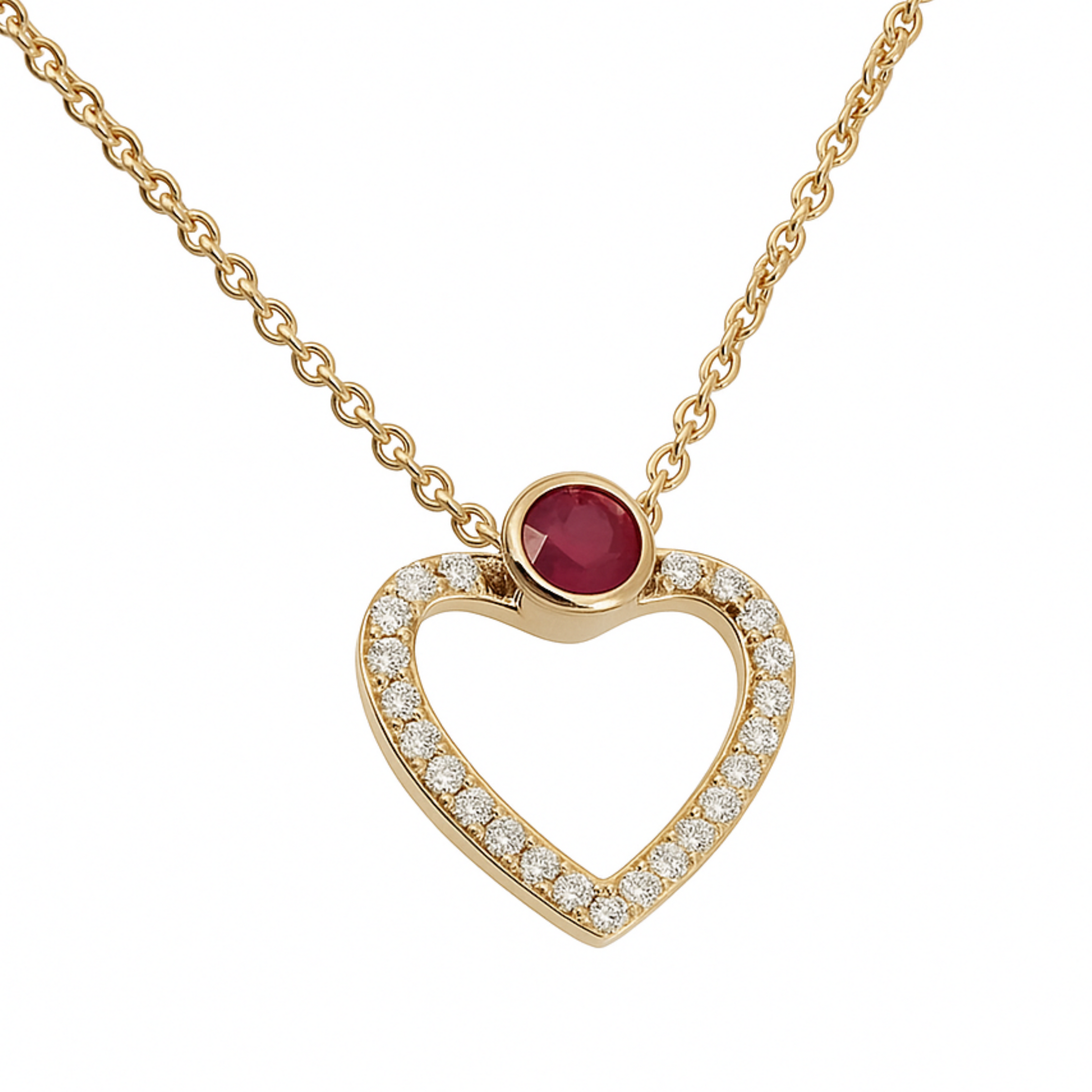 Ruby Heart Diamond Necklace