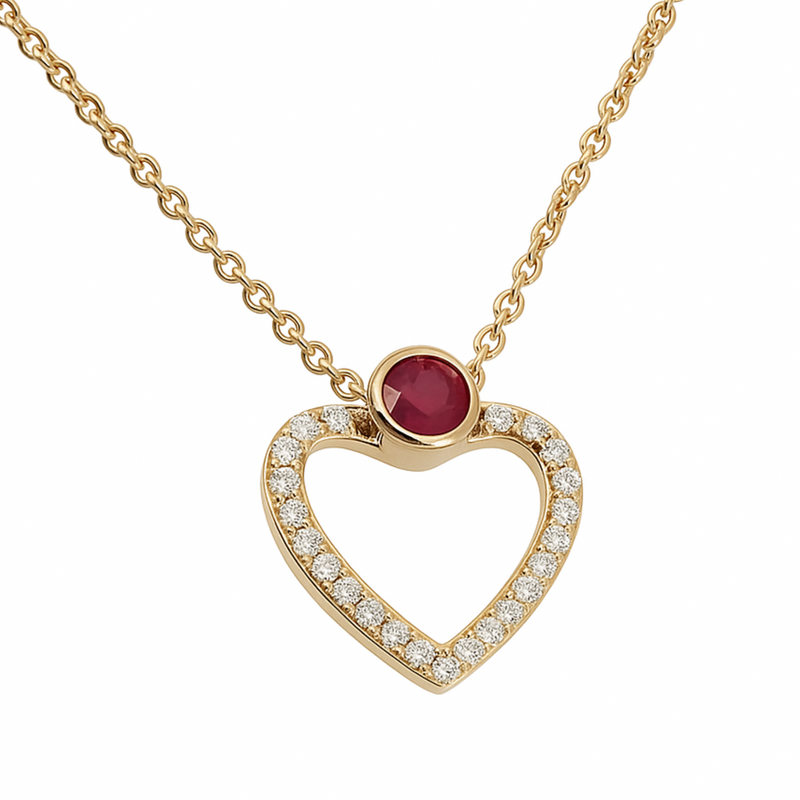 Ruby Heart Diamond Necklace