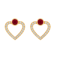 Ruby and Diamond Heart Pendant in 14ct Gold