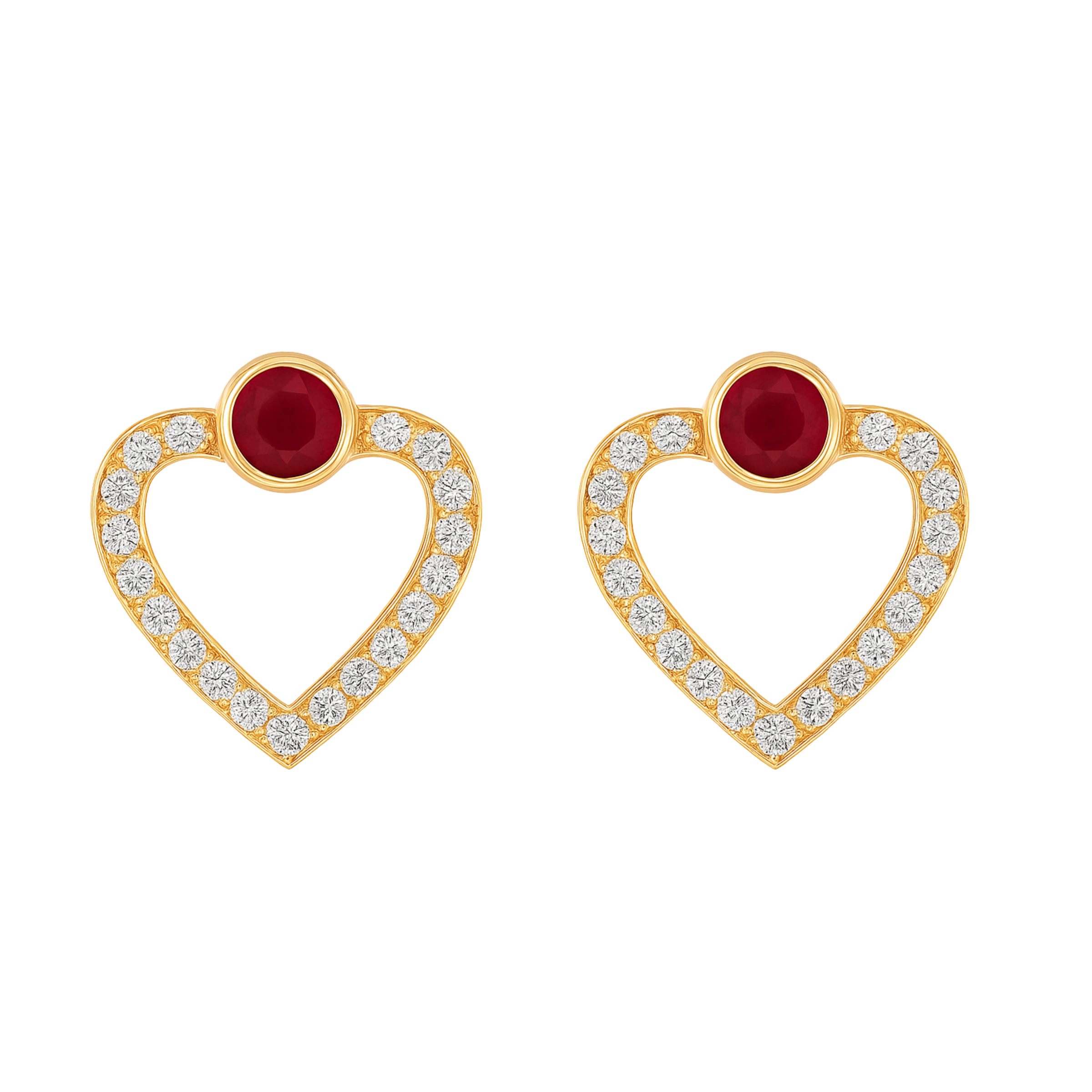 Ruby and Diamond Heart Pendant in 14ct Gold