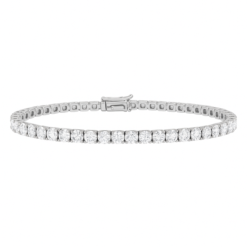 White gold diamond tennis bracelet featuring sparkling diamonds, crafted by Appleby Jewellers Dublin, elegant jewelry accessory.