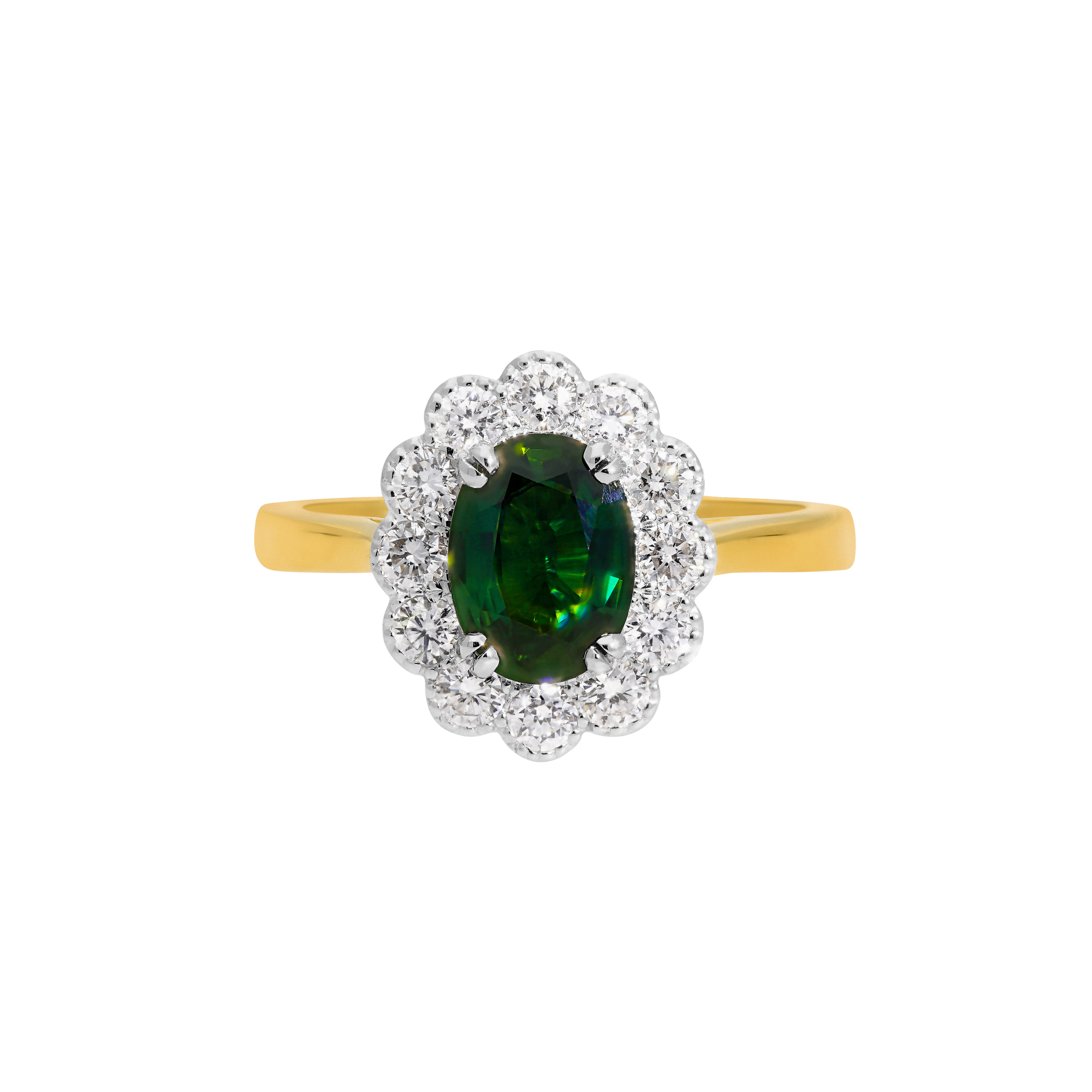Green Sapphire Flower Ring - Appleby Jewellers Dublin