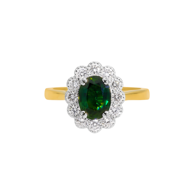 Green Sapphire Flower Ring - Appleby Jewellers Dublin