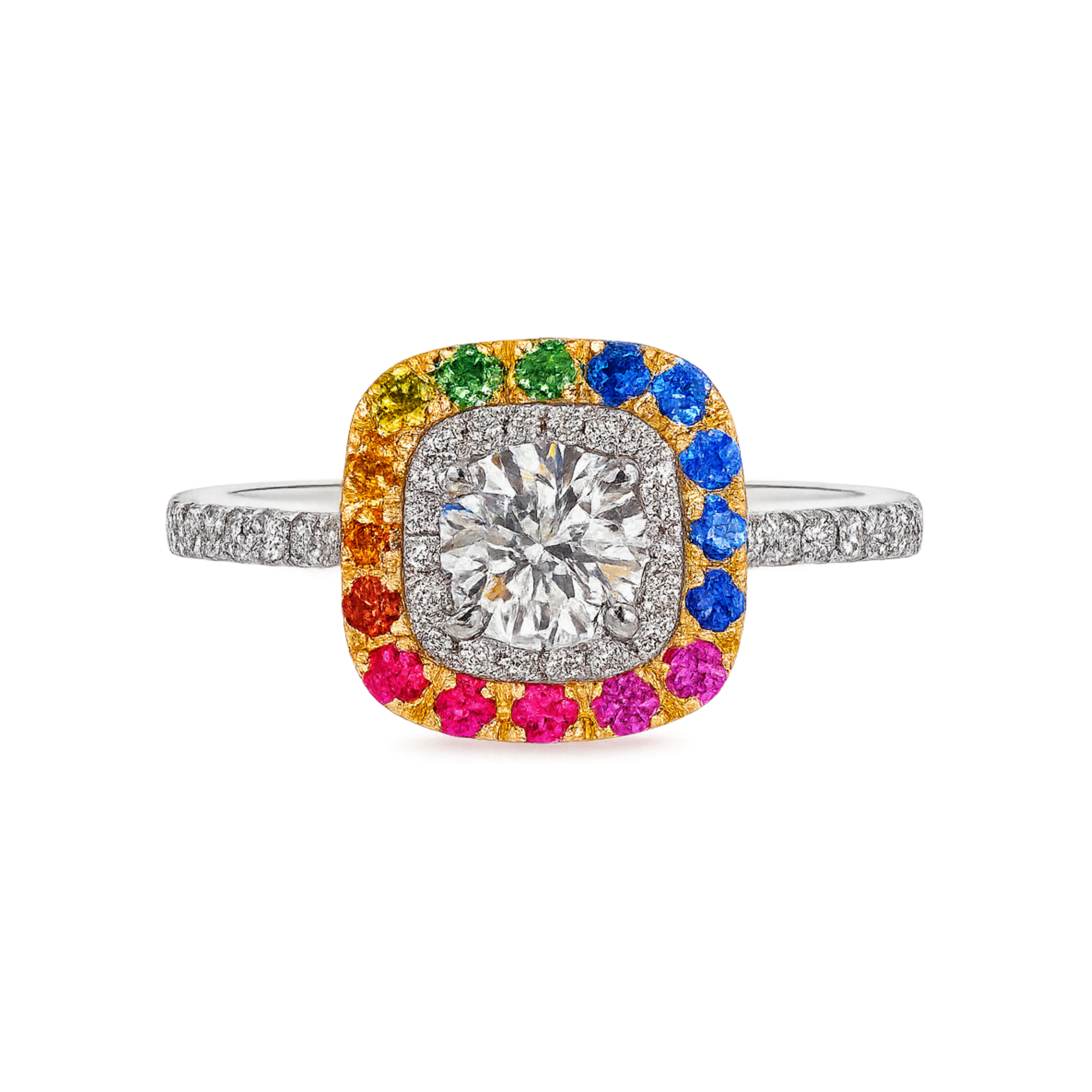 Rainbow Sapphire Engagement Ring