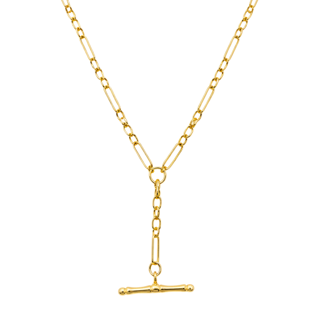 Yellow Gold T-Bar Necklace
