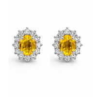 Yellow Sapphire & Diamond Stud Earrings – 18ct White Gold
