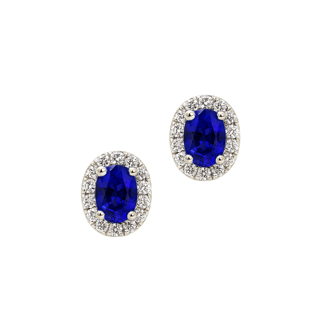 Sapphire & Diamond Halo Studs