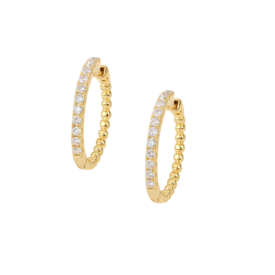 18ct Yellow Gold Diamond Hoop Earrings