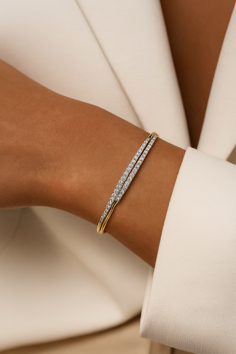 The Orbit Double Diamond Bangle