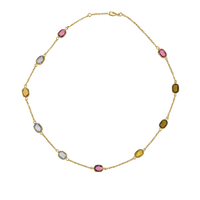 14ct Gold Amethyst, Golden Citrine and Blue Topaz Necklace