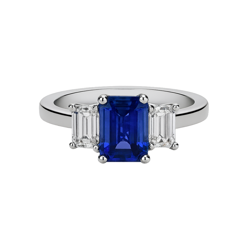 The Ascot - Emerald Cut Sapphire Triolgy - Appleby Jewellers Dublin