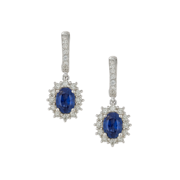 Blue Sapphire and Diamond Drop Earrings - Appleby Jewellers Dublin